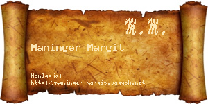 Maninger Margit névjegykártya